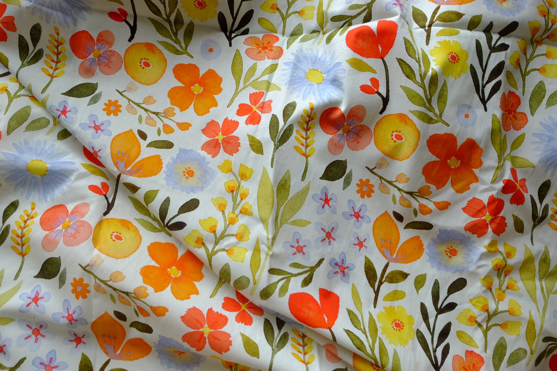 Watercolor Meadow Cotton Fabric – 3.3 yd