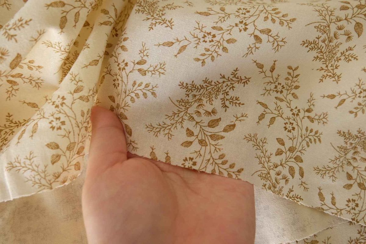 Brown Botanical Linen Cotton Fabric – 1.6 yd
