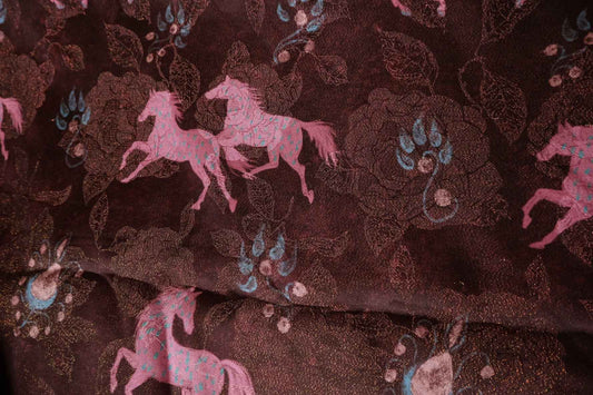 Dark Horse Jacquard Rayon Brocade Fabric - Per Meter