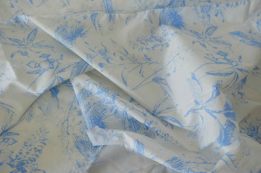 Blue Botanical Cotton Lawn Fabric – 3.8 yd