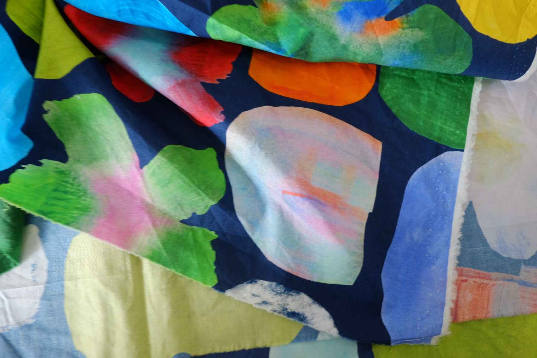 Abstract Watercolor Floral Cotton Poplin Fabric – 1.1 yd