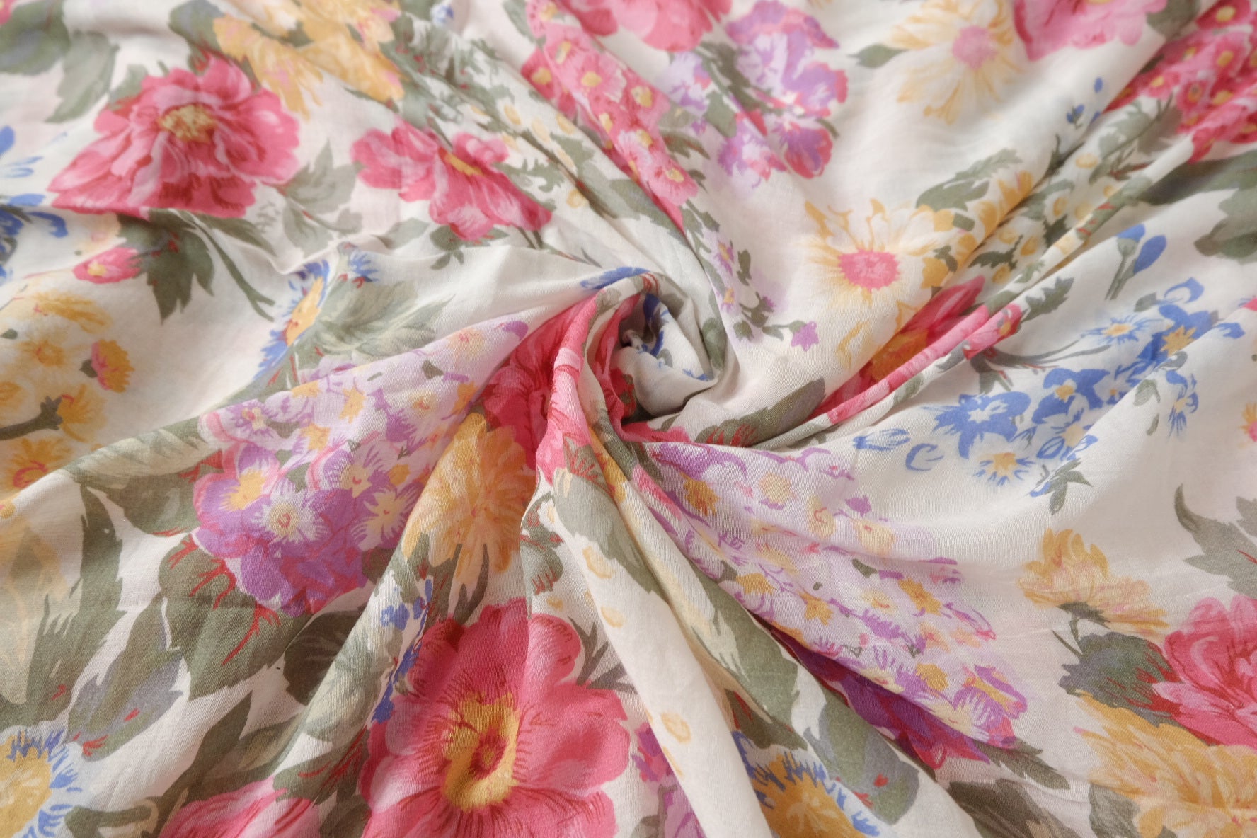 Soft Floral Cotton Gauze Fabric – Airy Summer Blouse Fabric (2.19 yards)