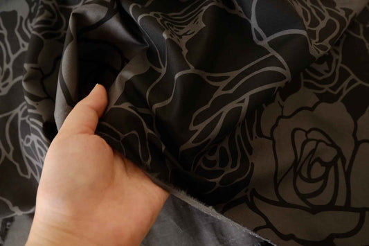 Dark Graphic Rose Heavy Cotton Poplin Fabric – 2 yd