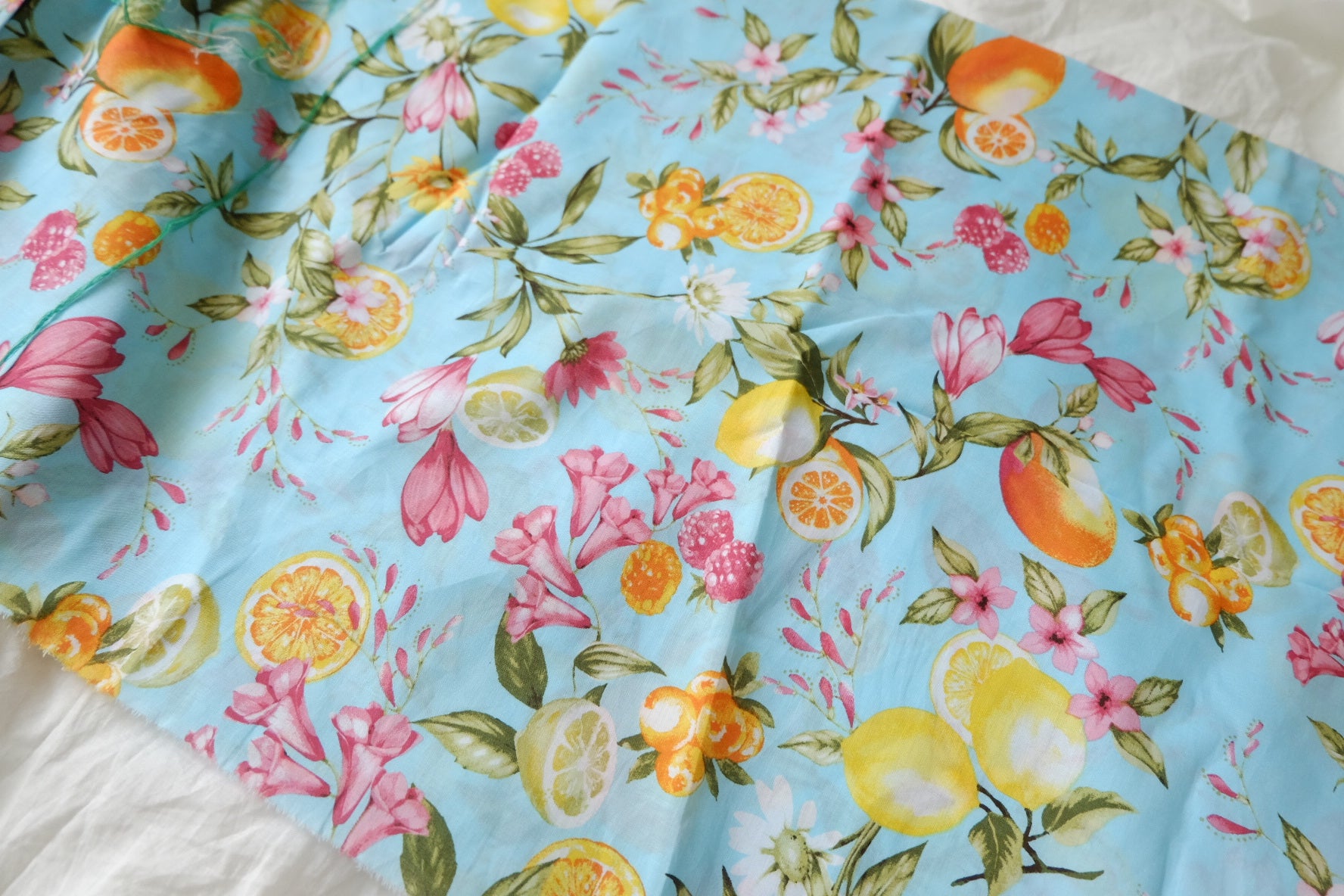 Lemon Garden Cotton Voile Fabric 3.3 Yards
