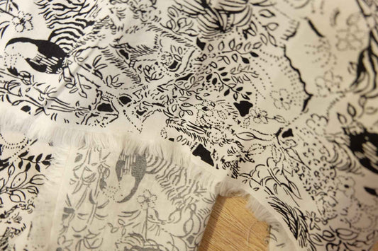 Toile Print Cotton-Rayon Fabric — 2.2 yd