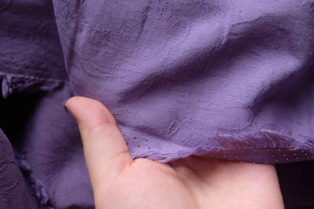 Purple Floral Jacquard Cotton Linen — 2.2 yd