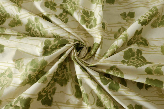 Olive Floral Cotton Poplin Fabric – 3.3 yd