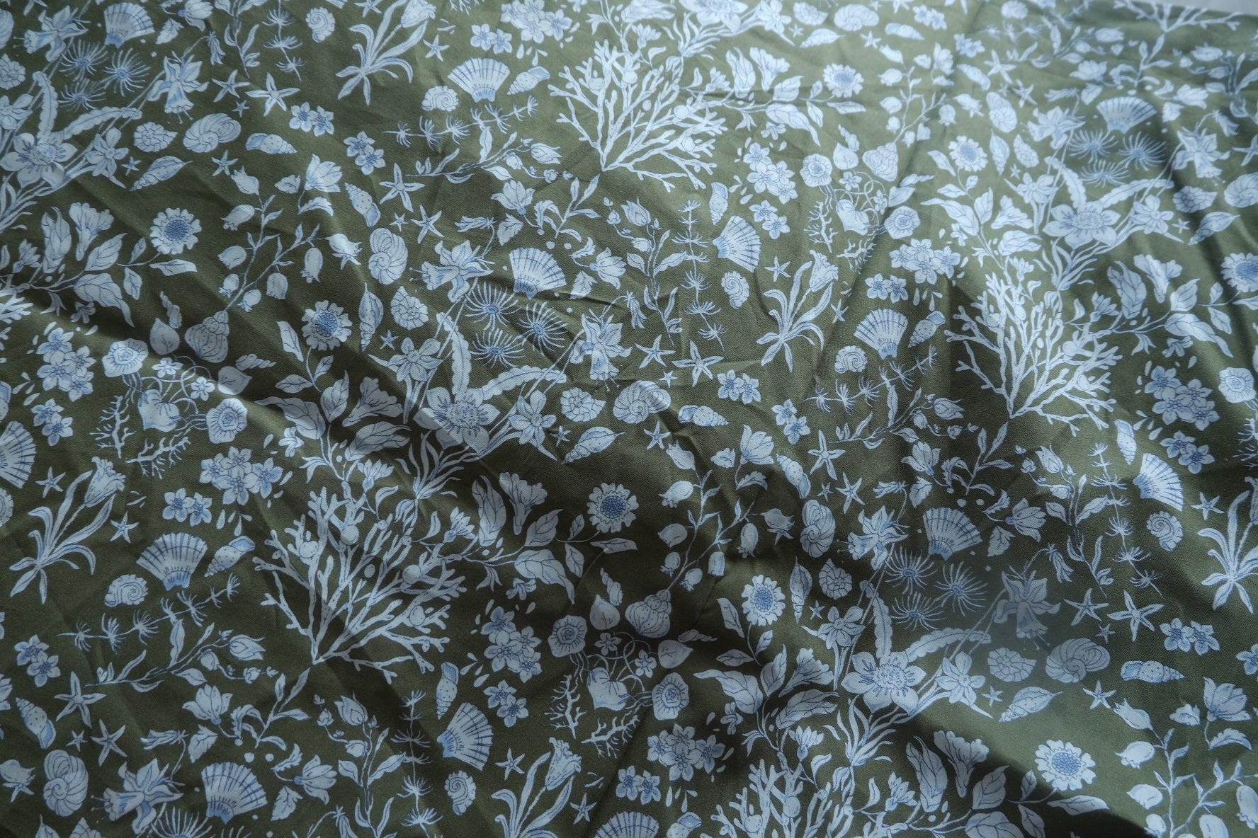 Olive Sea Garden Cotton Poplin Fabric - 4.48 yd