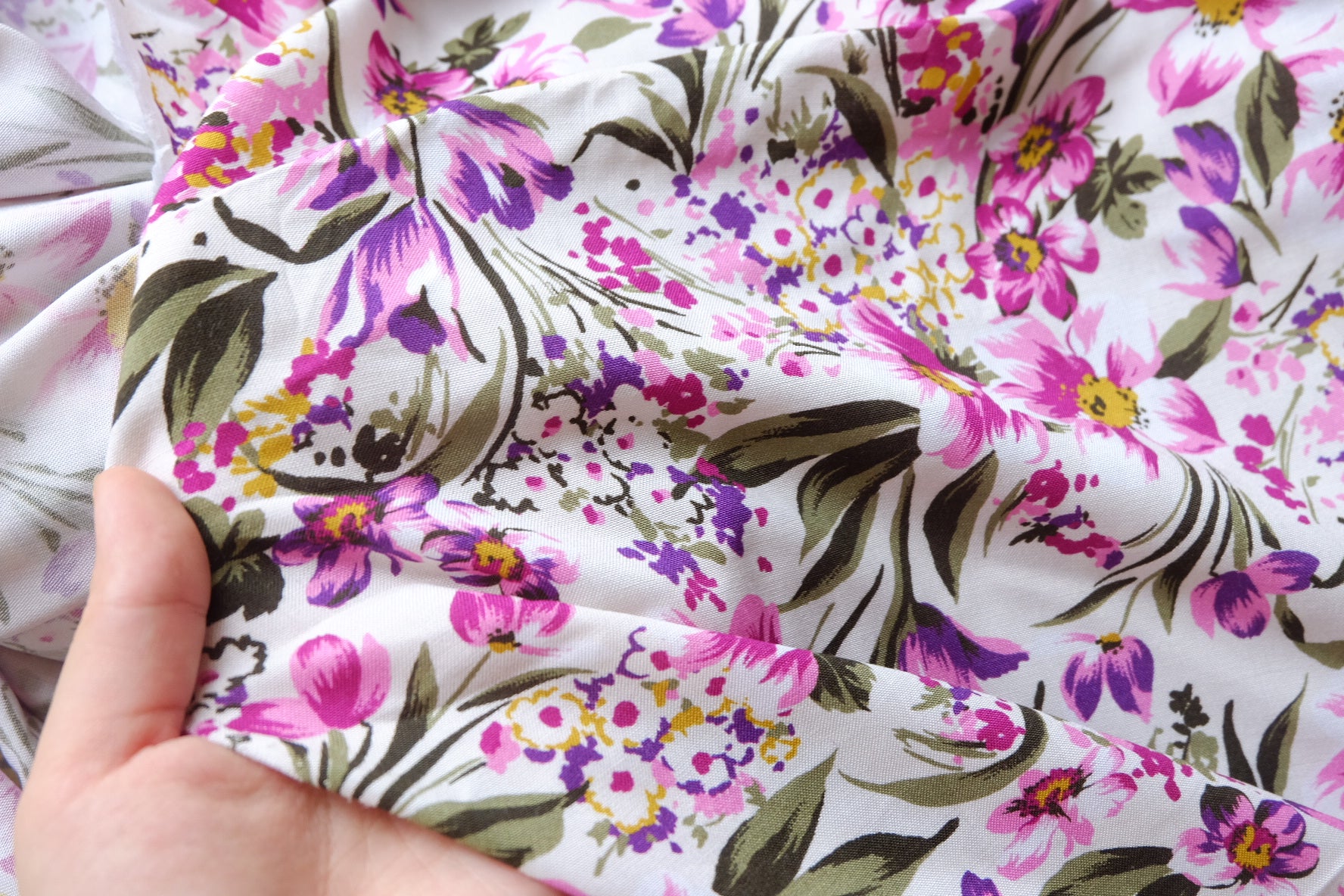 Pink Garden Viscose Challis – 3.3 yd