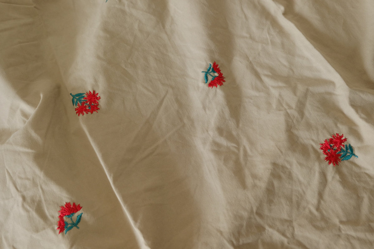 Embroidered Sand Cotton Twill – 2.2 yd