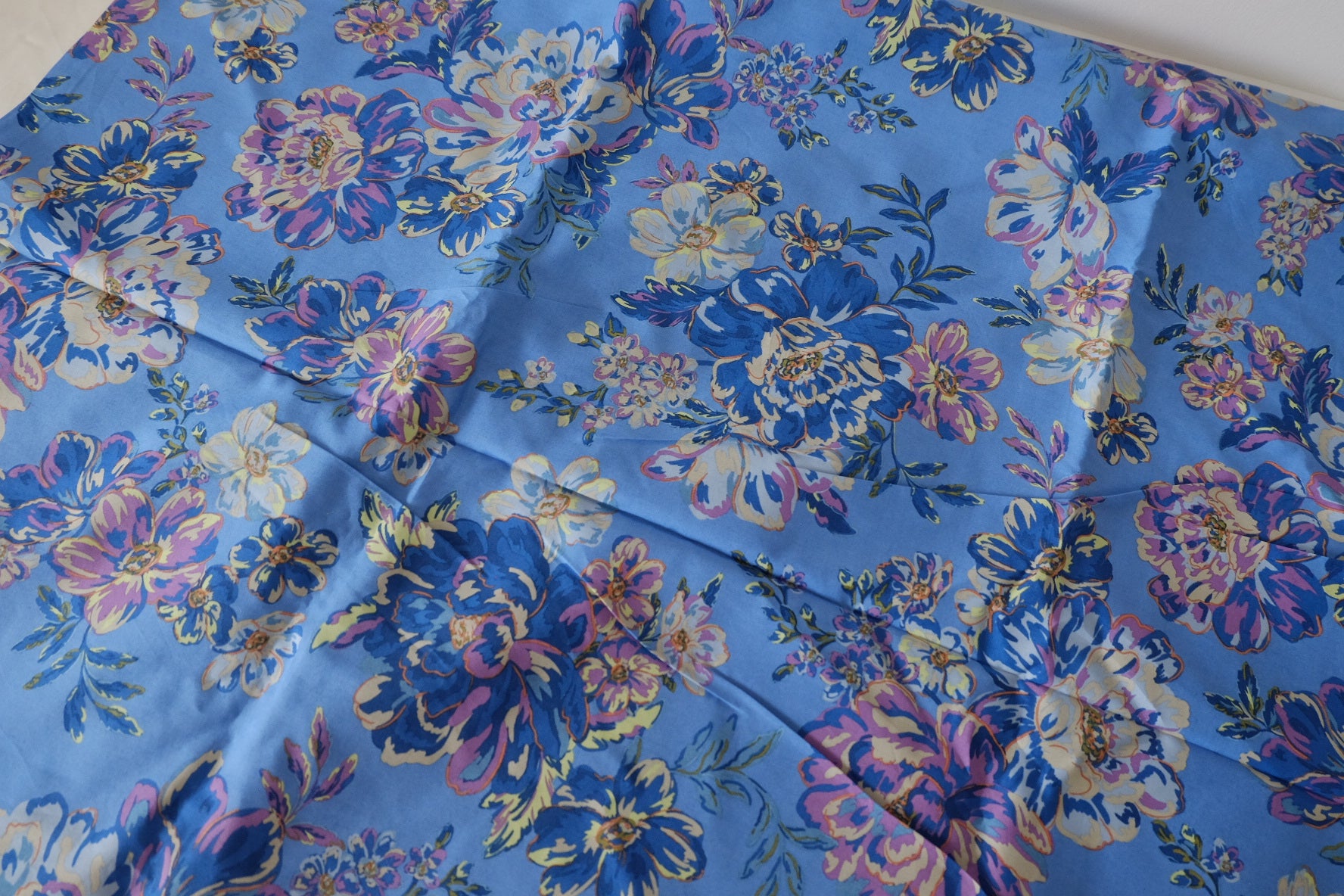 Blue Floral Cotton Lawn Fabric – 3.3 yd