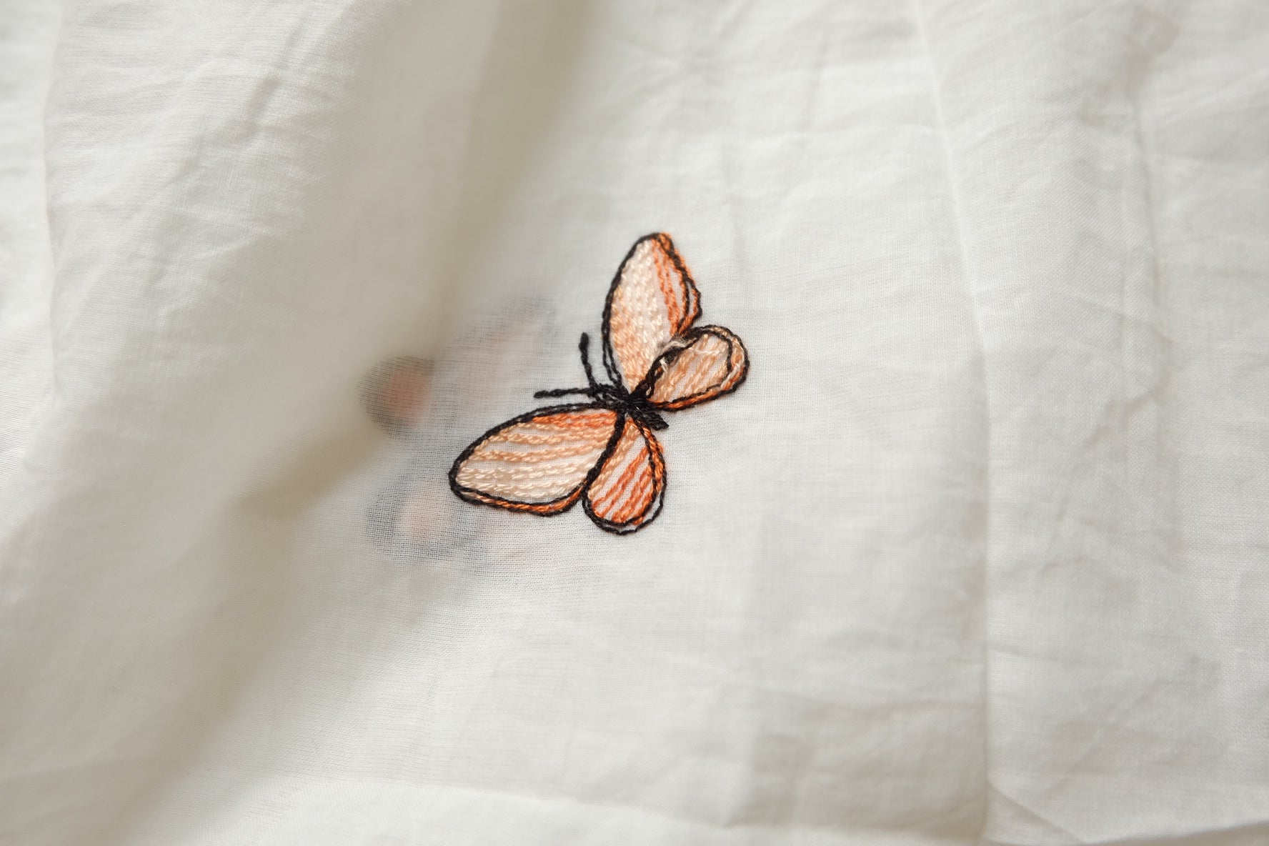 Butterfly Embroidered Ultra-Light Cotton Voile, 1.6 Yards
