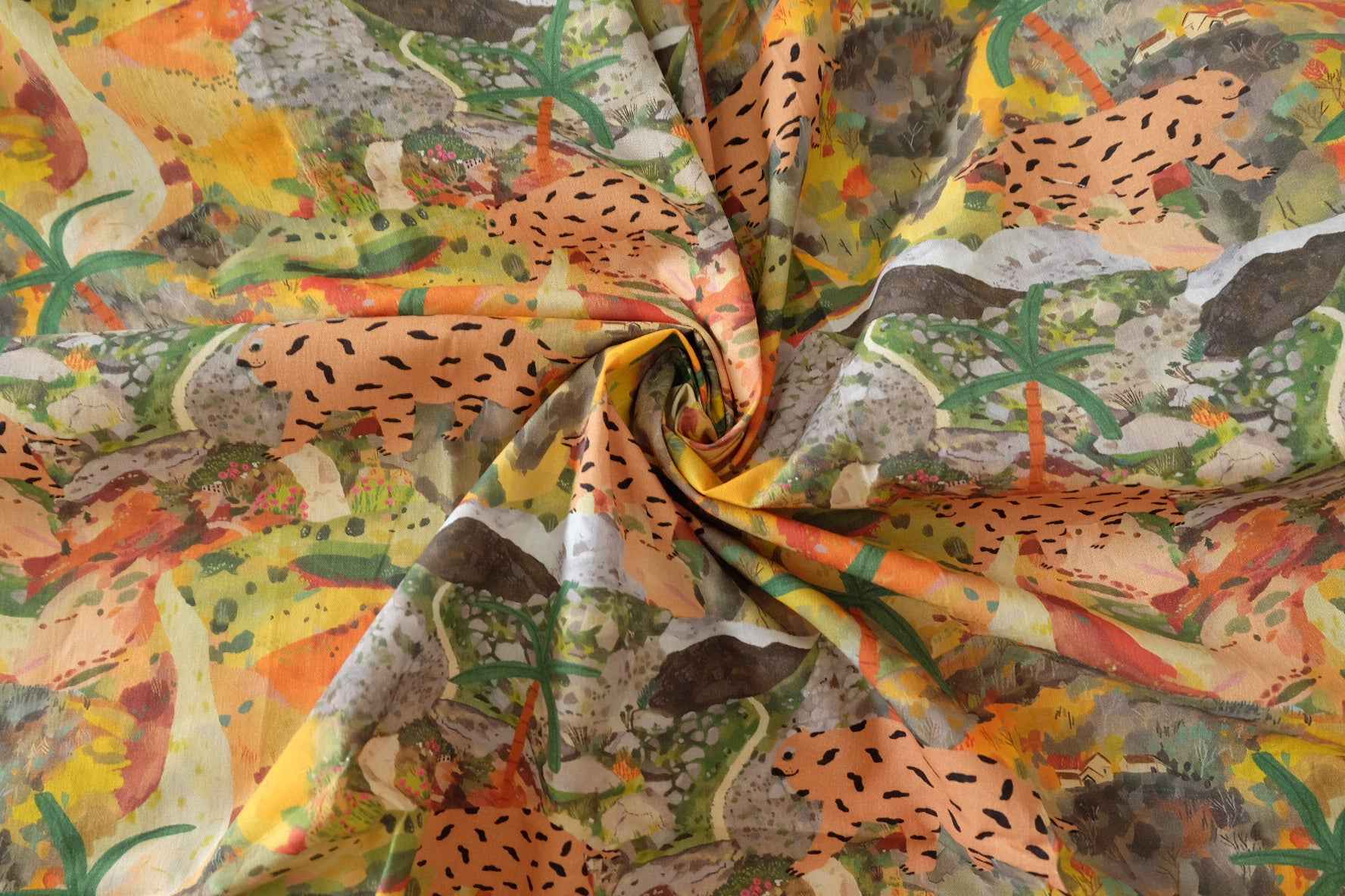 Yellow Jungle Cotton Poplin — 2.51 yd