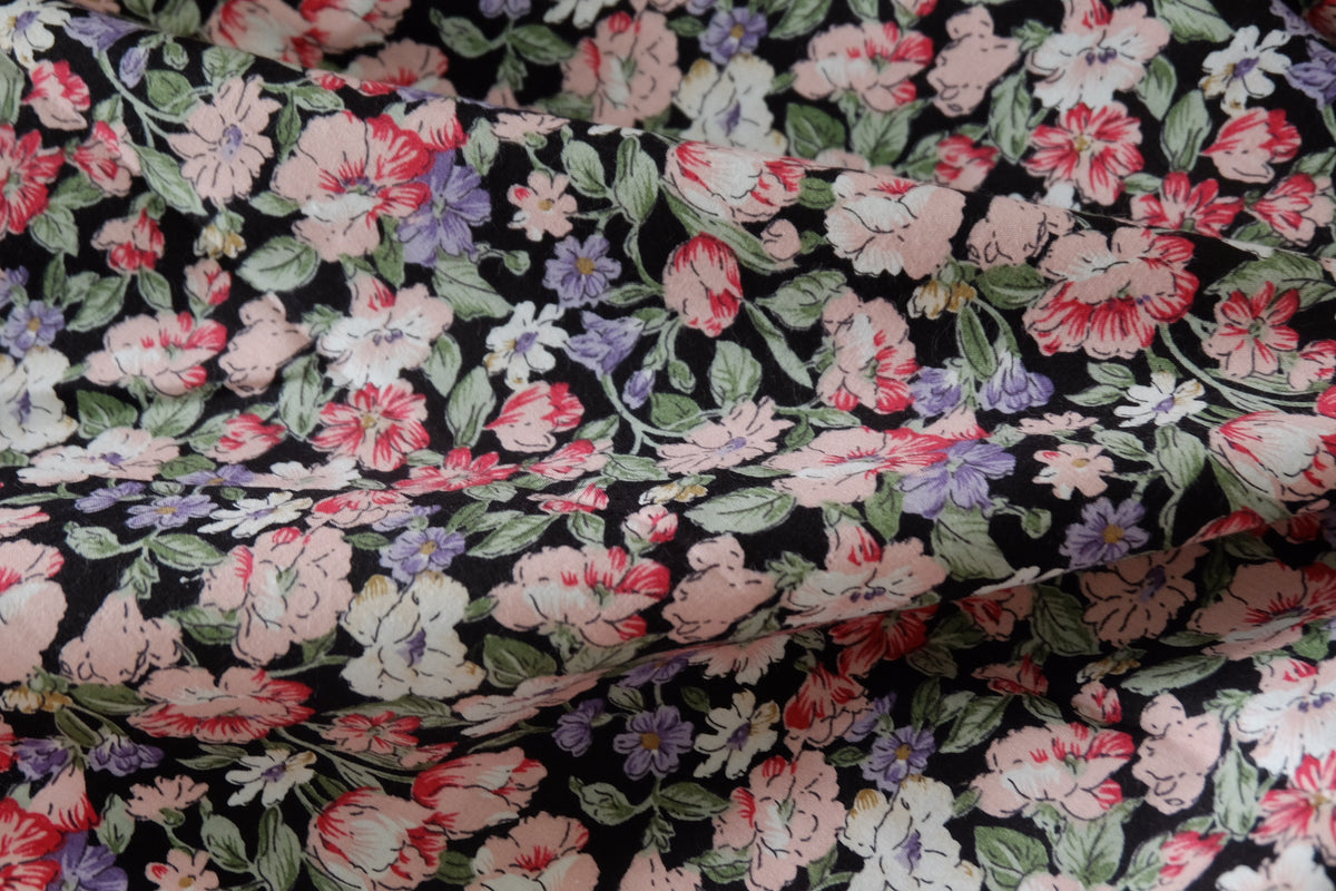 Black Garden Floral Cotton Poplin – 2.2 yd