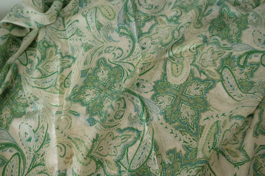 Green Paisley Tencel Cotton Fabric – 3.3 yd