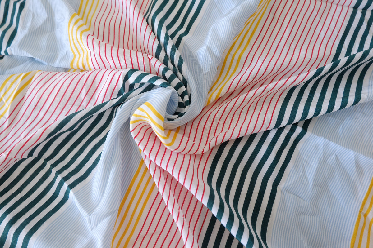 Playful Multicolor Stripe Viscose Fabric – 2.19 yd