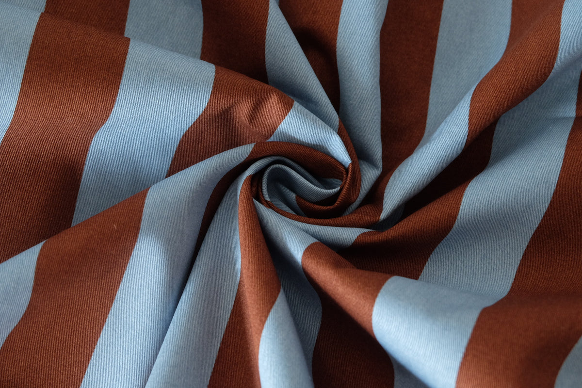 Rust & Powder Blue Bold Stripe Cotton Twill – 2.2 yd