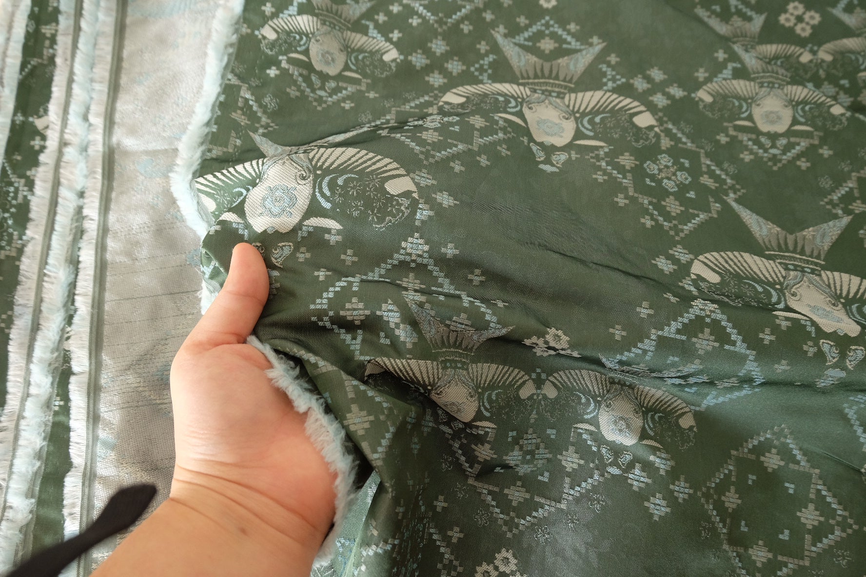 Soft Synthetic Brocade Fabric with Zebra Motifs - 1.6 yd