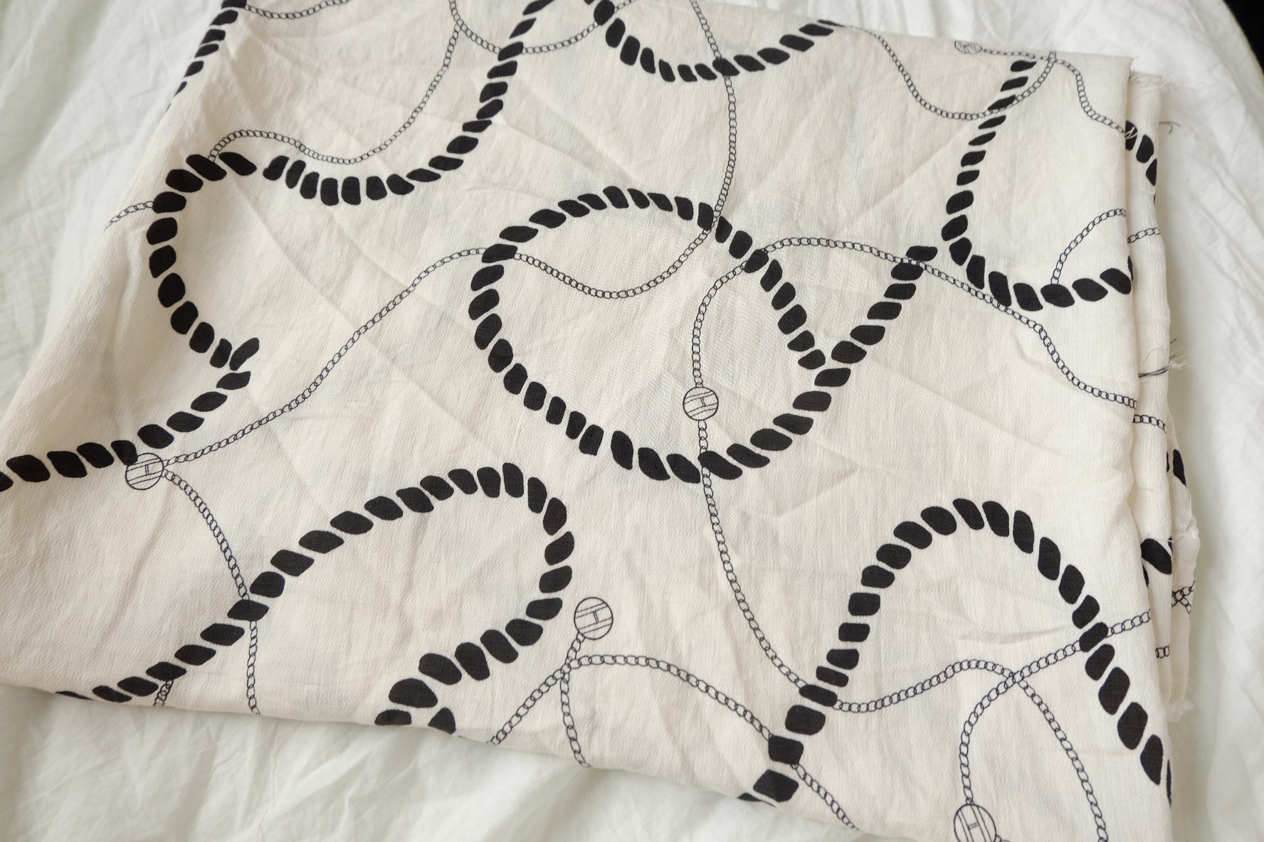 Abstract Rope Print Tencel Linen Blend Fabric – Soft, Fluid, Summer Shirting (1.97 yards)