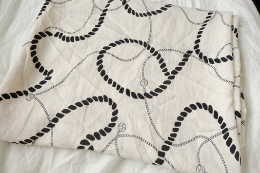 Abstract Rope Print Tencel Linen Blend Fabric – Soft, Fluid, Summer Shirting (1.97 yards)