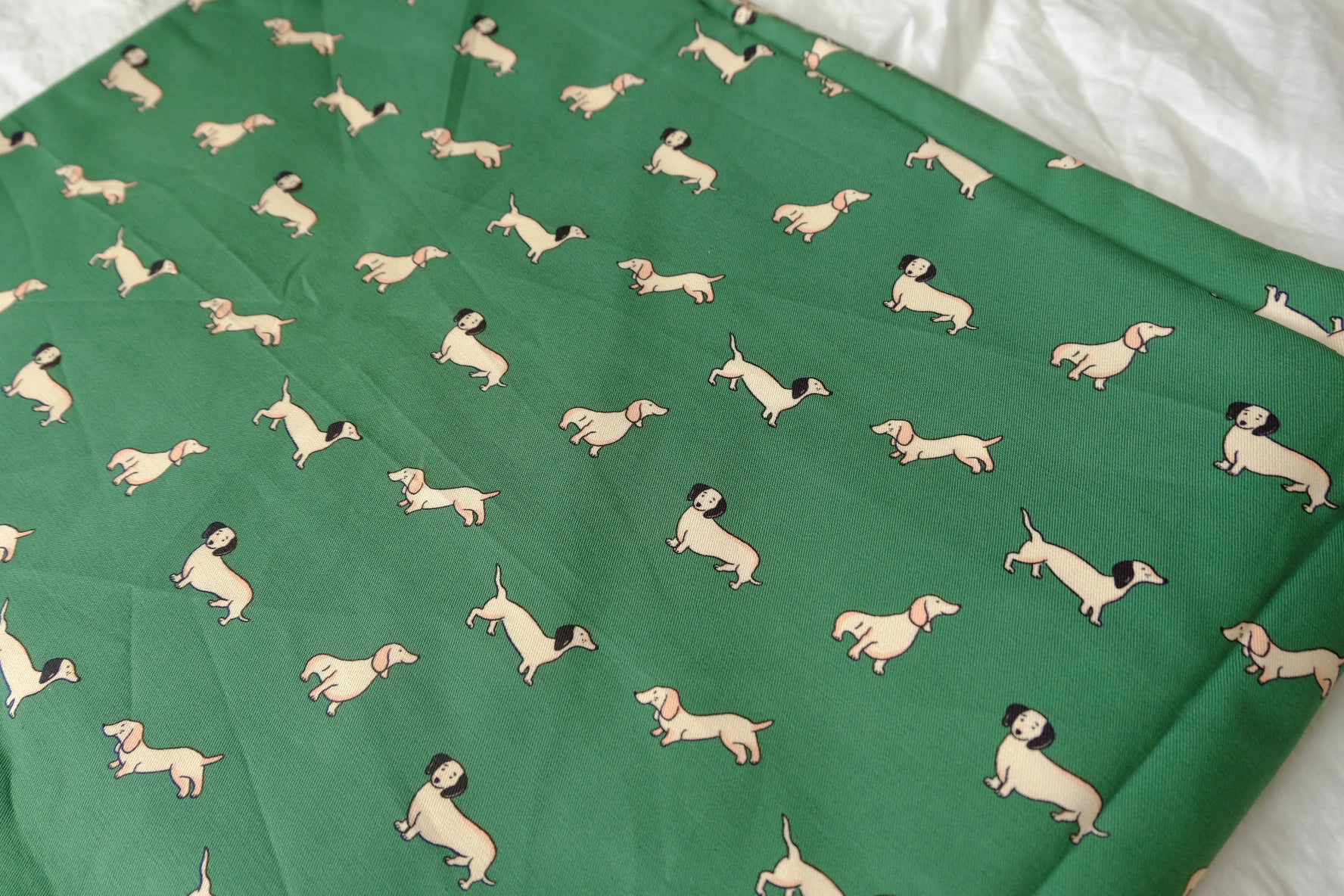 Green Dachshund Structured Cotton Twill — 1.64 yd