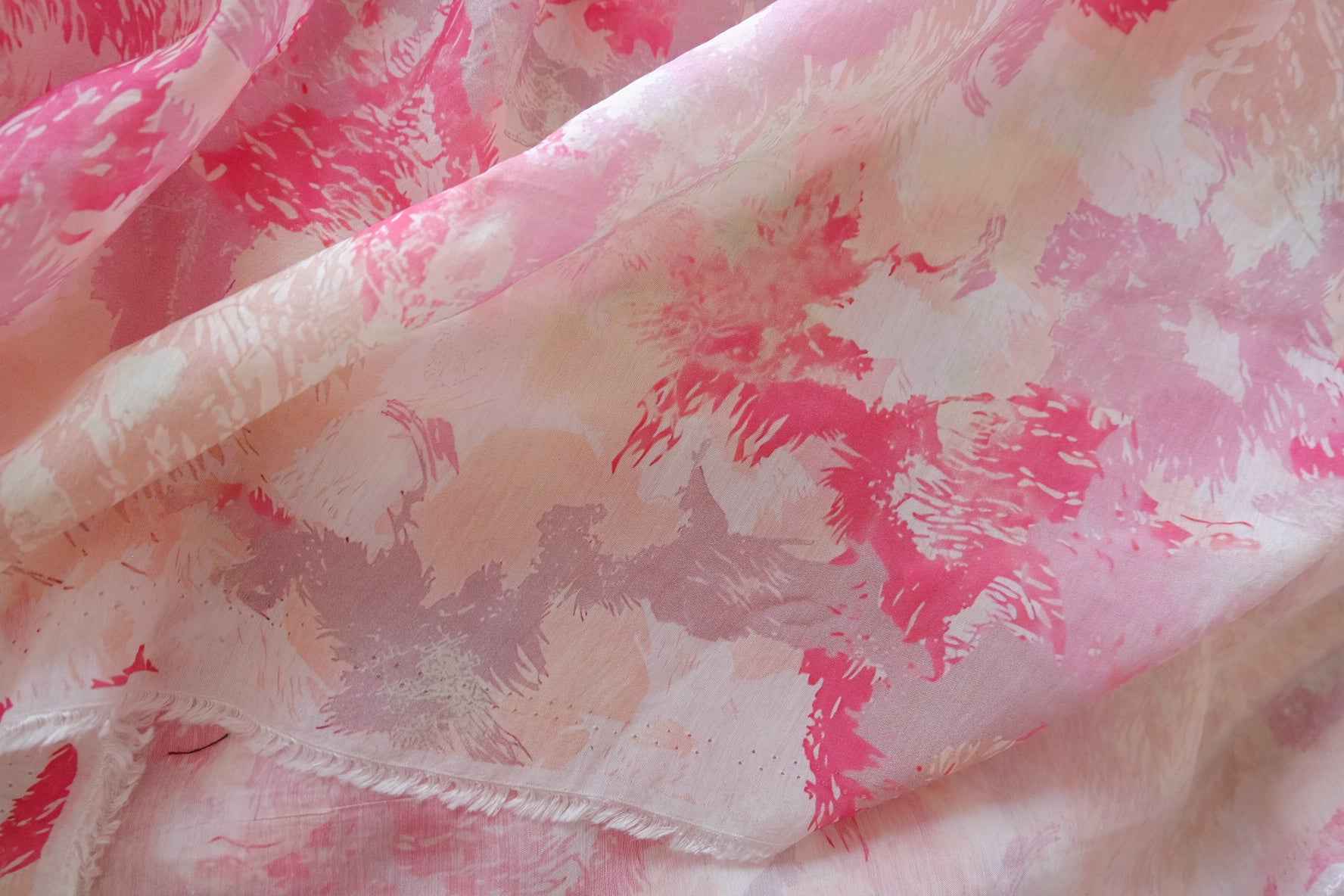 Pink Abstract Floral Acetate Fabric - 3.28 yd