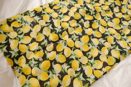 Lemon Print Lightweight Cotton Fabric, 3.28 Yards