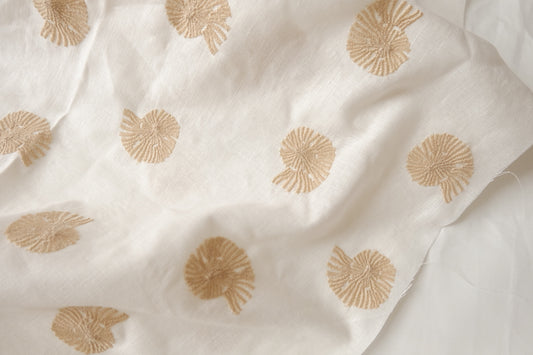 Embroidered Seashell Linen Fabric - 2.19 yd