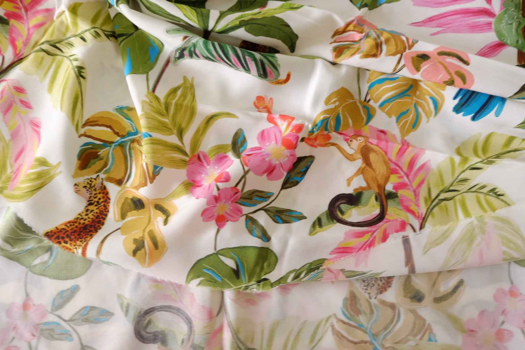 Tropical Animal Rayon Challis Fabric – 3.3 yd