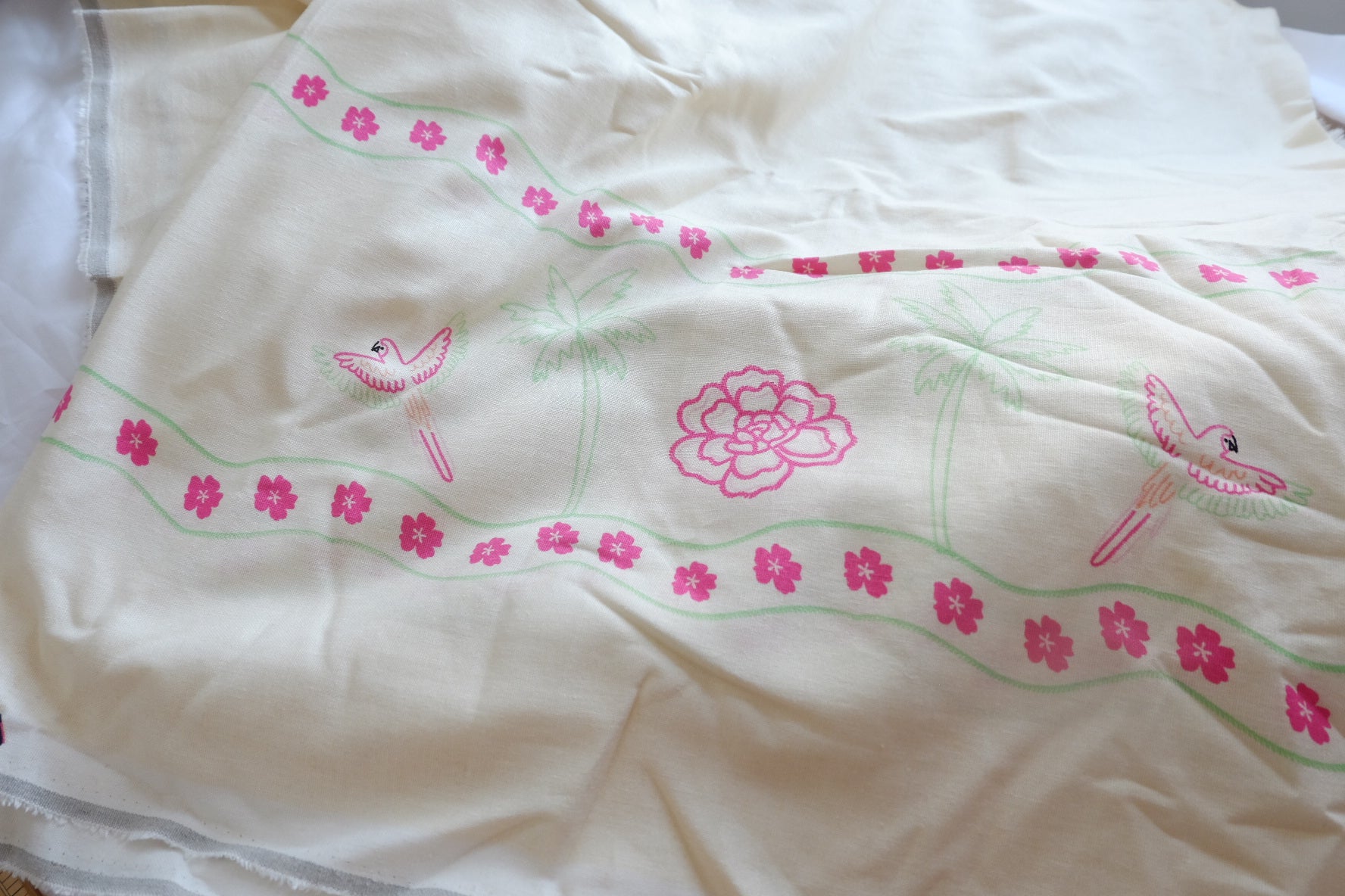 Bird Border Linen Cotton Placement Fabric - 2.19 yd