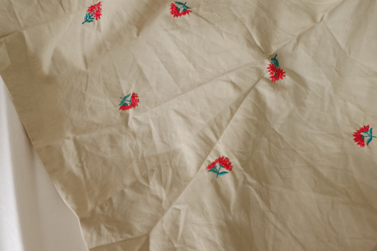 Embroidered Sand Cotton Twill – 2.2 yd