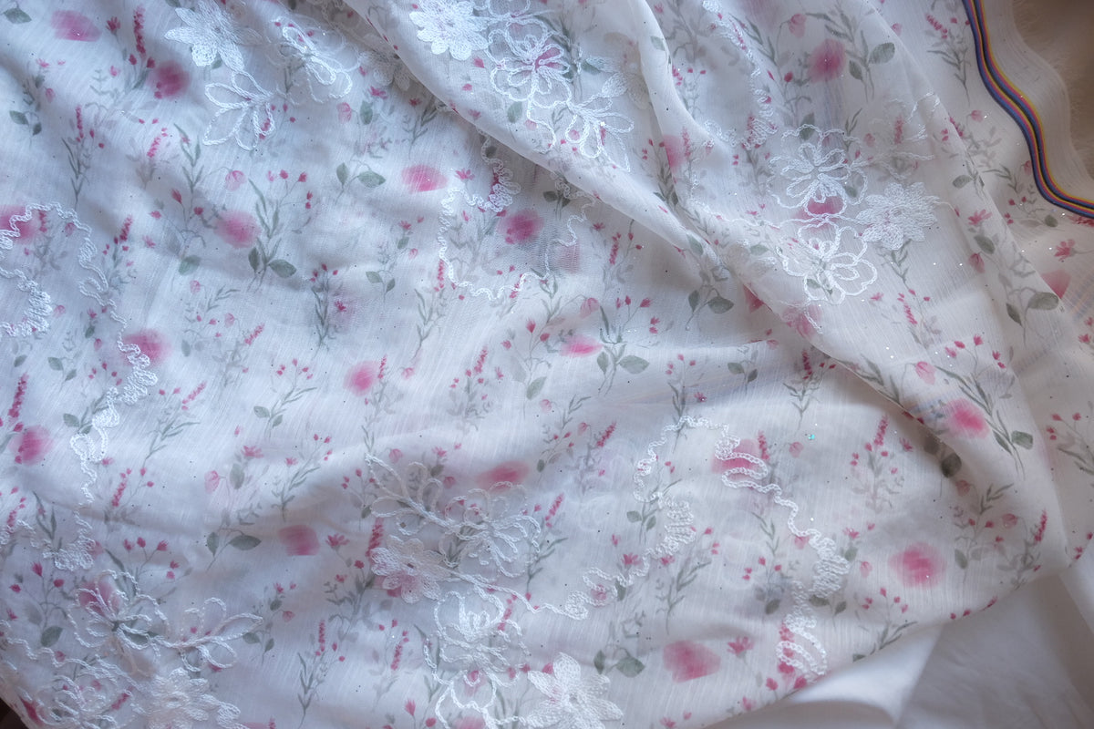 Embroidered Floral Chiffon – 3.3 yd