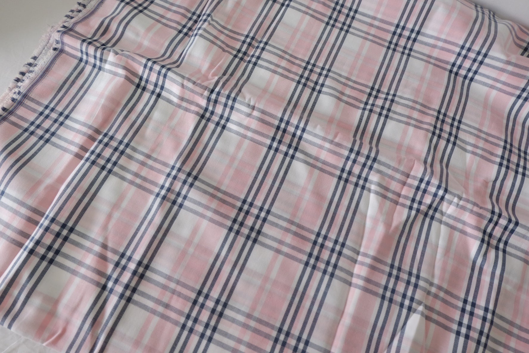 Vintage Pink Plaid Yarn Dyed Cotton Fabric – 2.2 yd