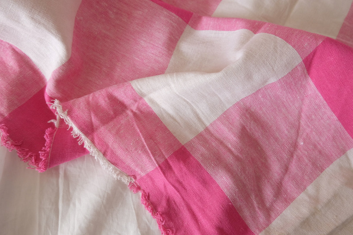 Pink Picnic Check Yarn-Dyed Cotton Linen – 2.2 Yards
