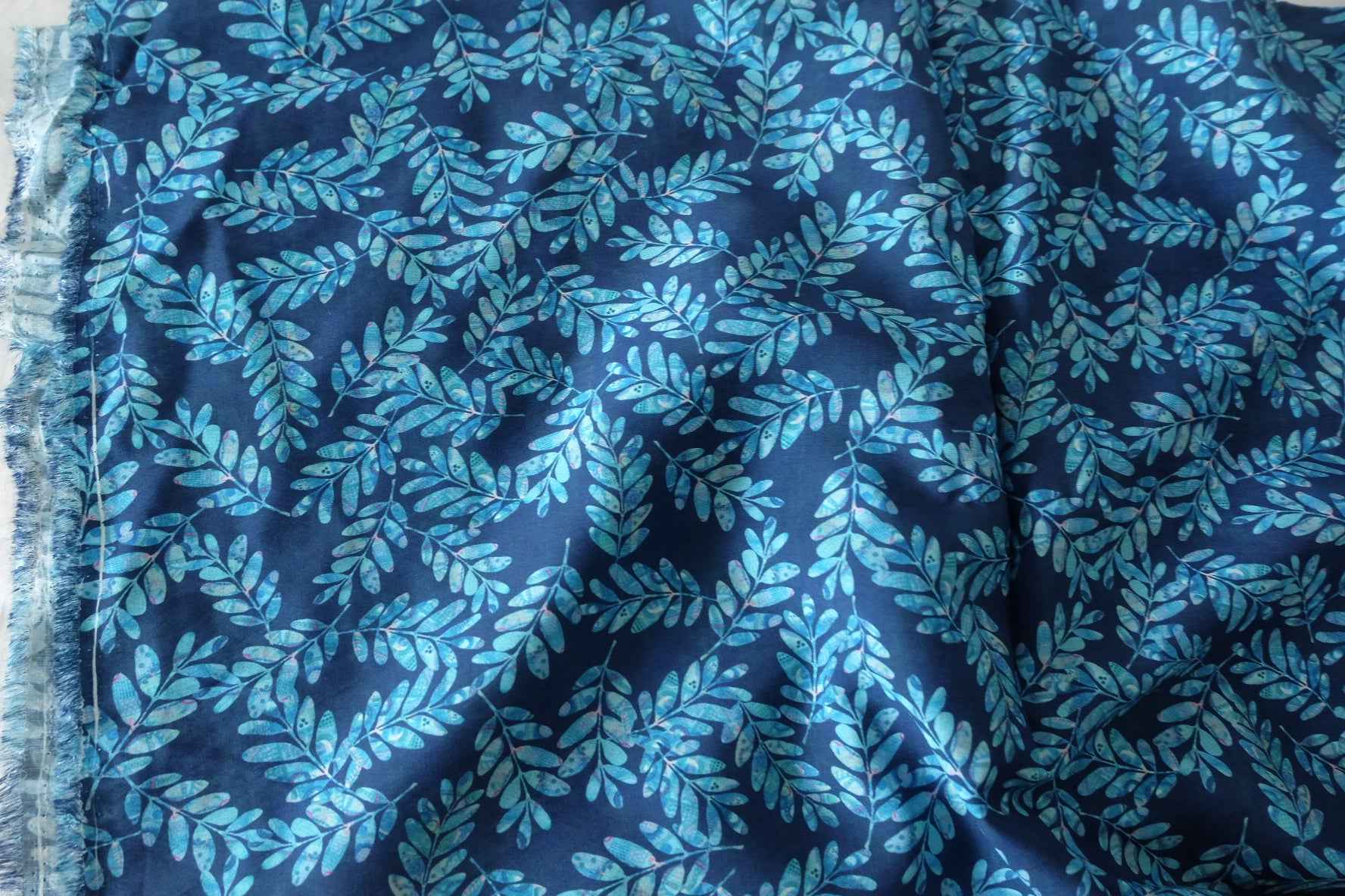Navy Blue Leaf Cotton Nylon Fabric – 3.3 yd