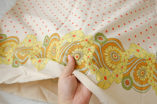 Retro Border Print Linen Cotton, 1.64 Yards