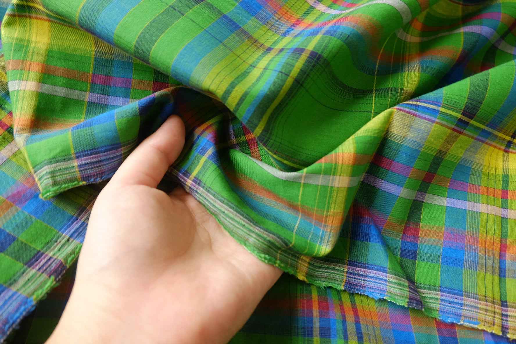 Green Yarn-Dyed Cotton Plaid Fabric - 2.19 yd