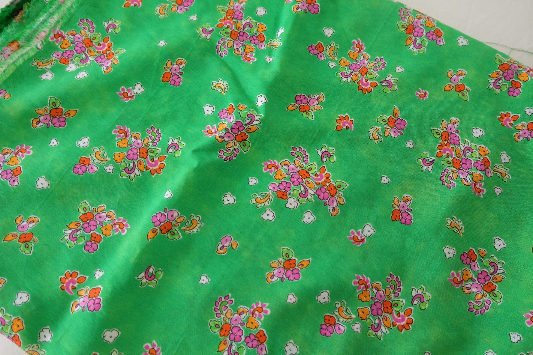 Green Floral Tencel Cotton Fabric – 1.6 yd