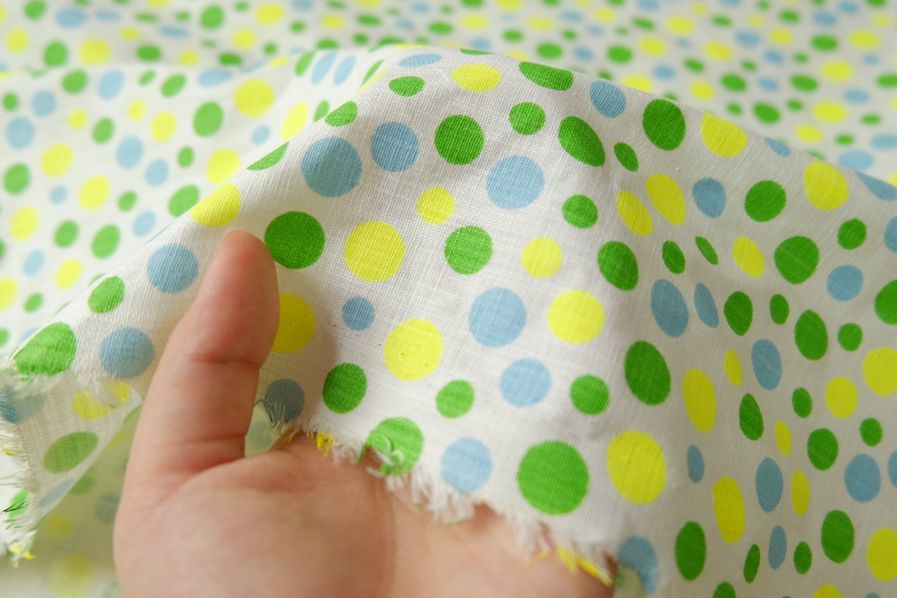 Colorful Polka Dot Cotton Linen Fabric for Shorts 2.2 Yards
