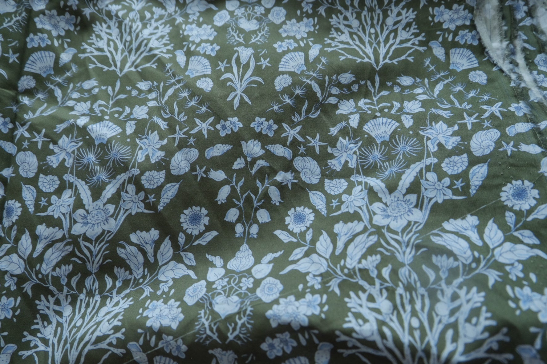 Olive Sea Garden Cotton Poplin Fabric - 4.48 yd