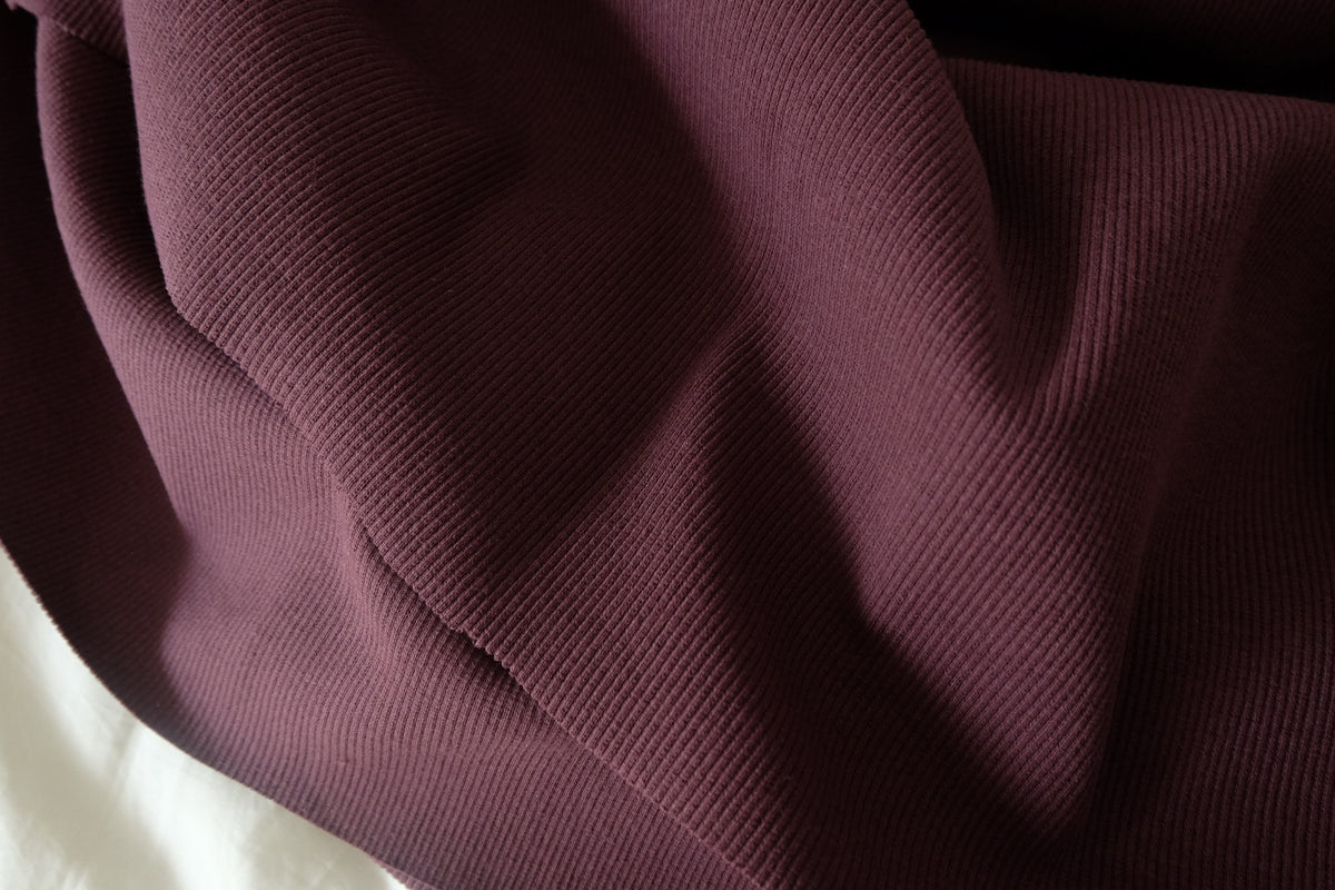 Smoky Plum Heavyweight Cotton Rib Knit – 1.6 yd