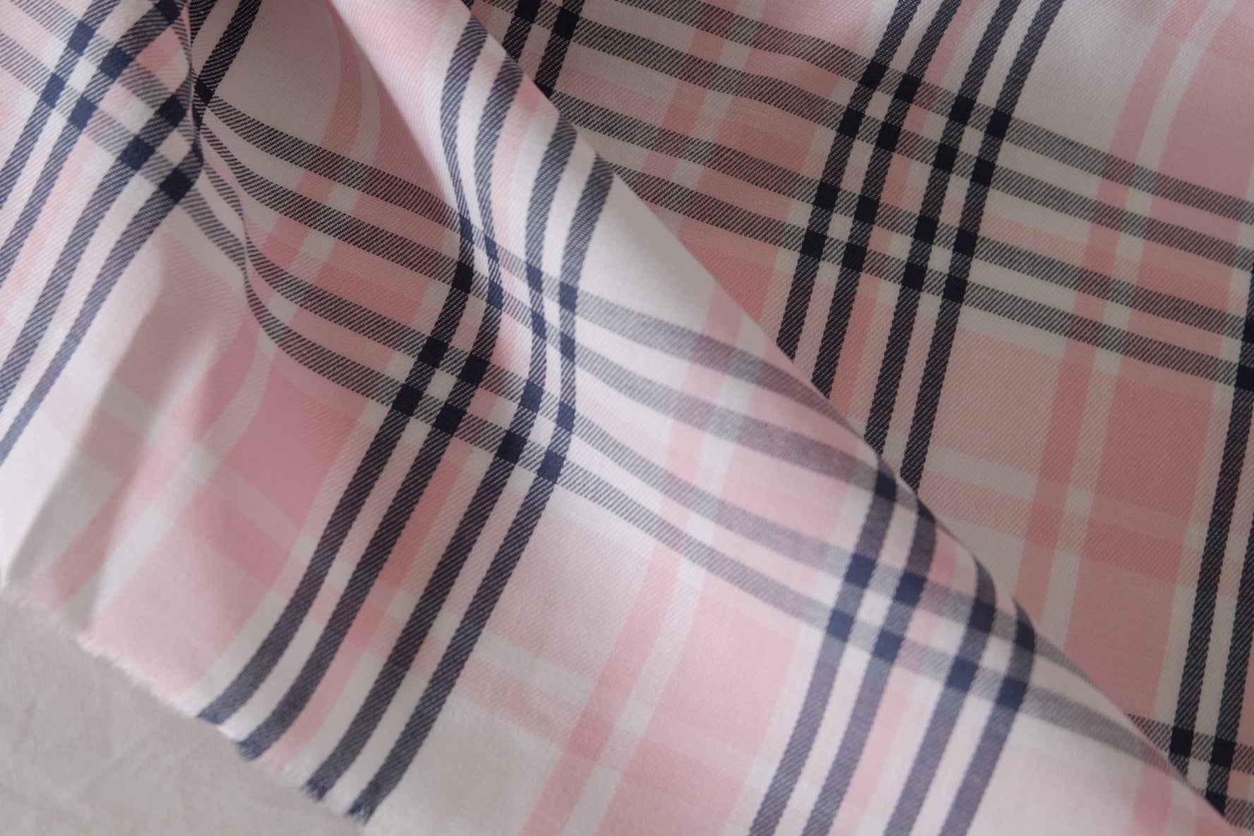Vintage Pink Plaid Yarn Dyed Cotton Fabric – 2.2 yd