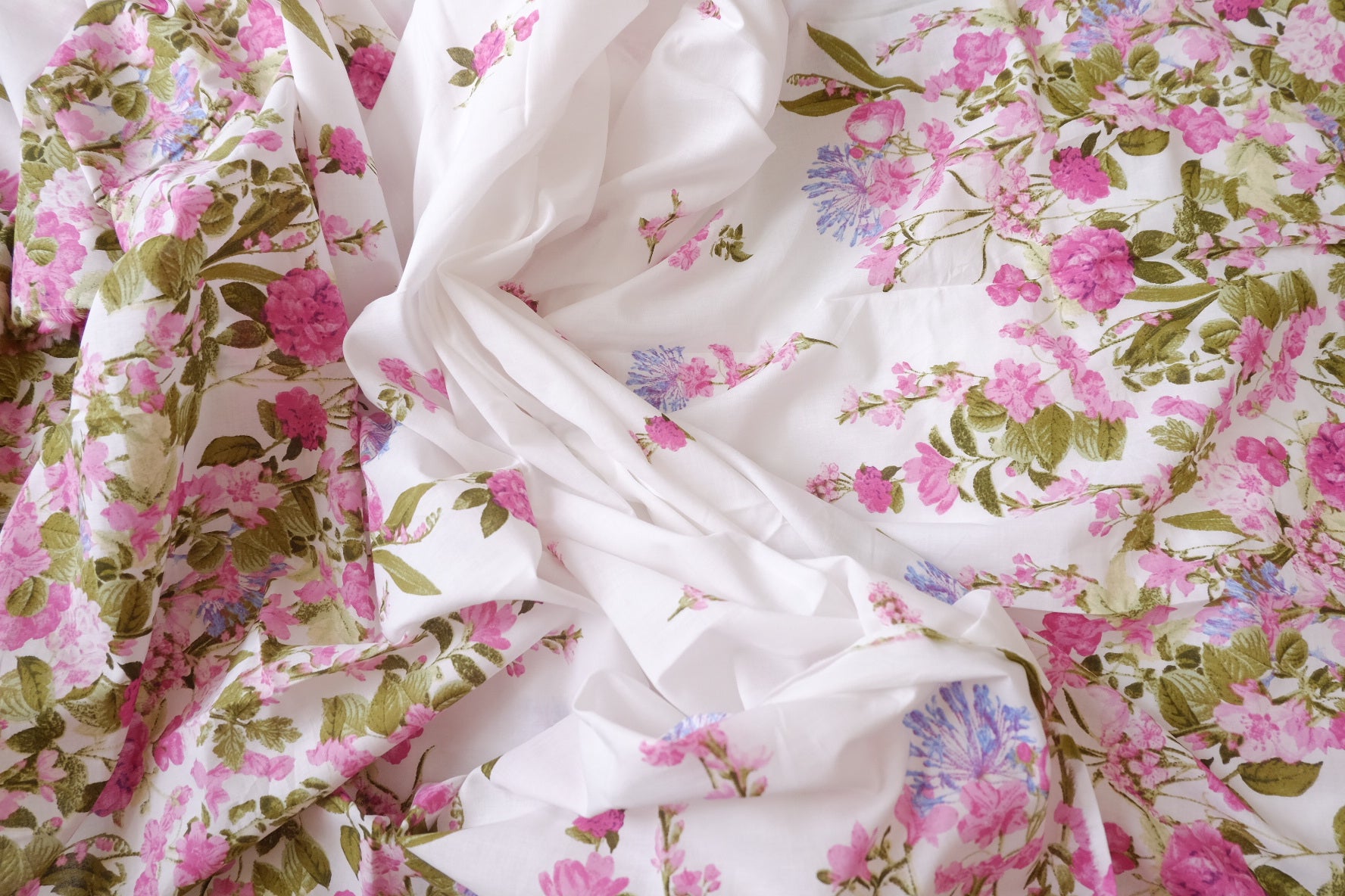 Pink Border Floral Cotton, 3.3 Yards