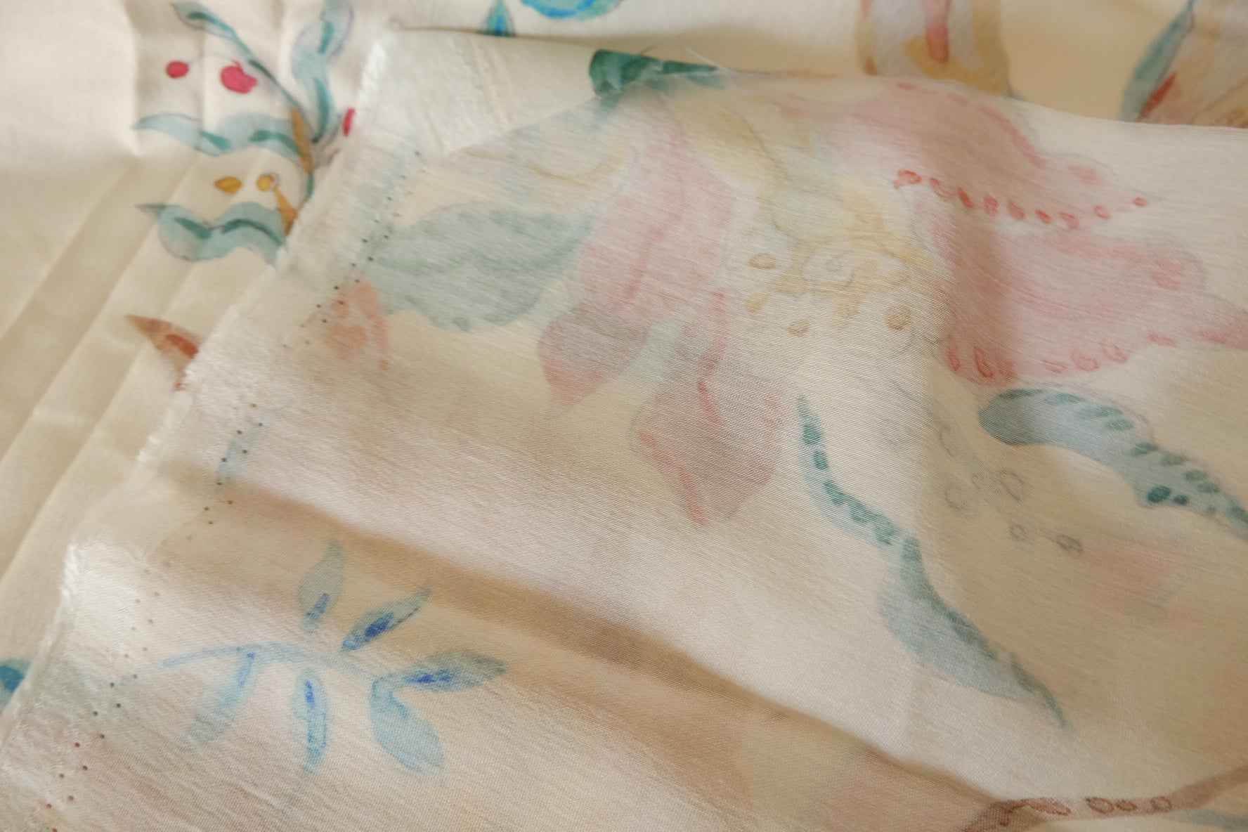Watercolor Botanical Rayon-Tencel Dress Fabric – 2.2 yd