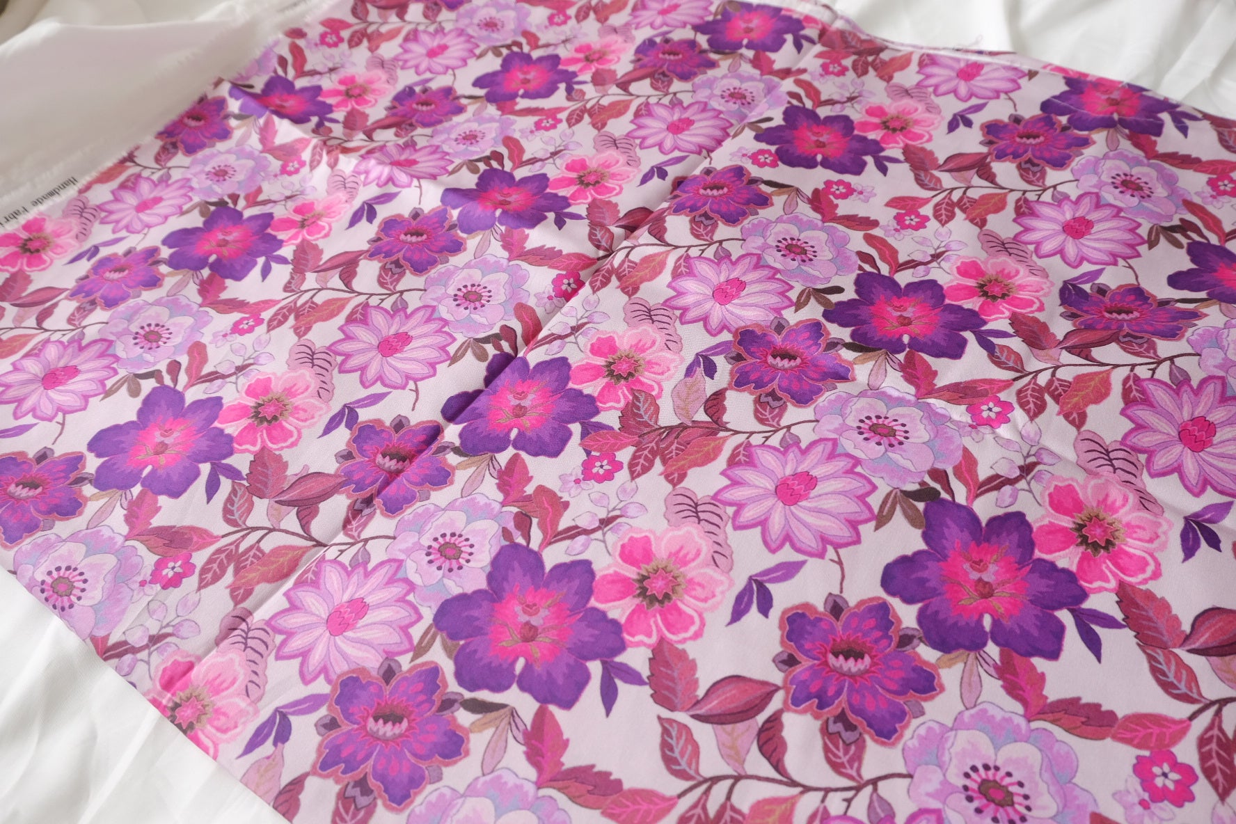 Vintage Pink Floral Stretch Cotton Sateen Fabric - 3.28 yd