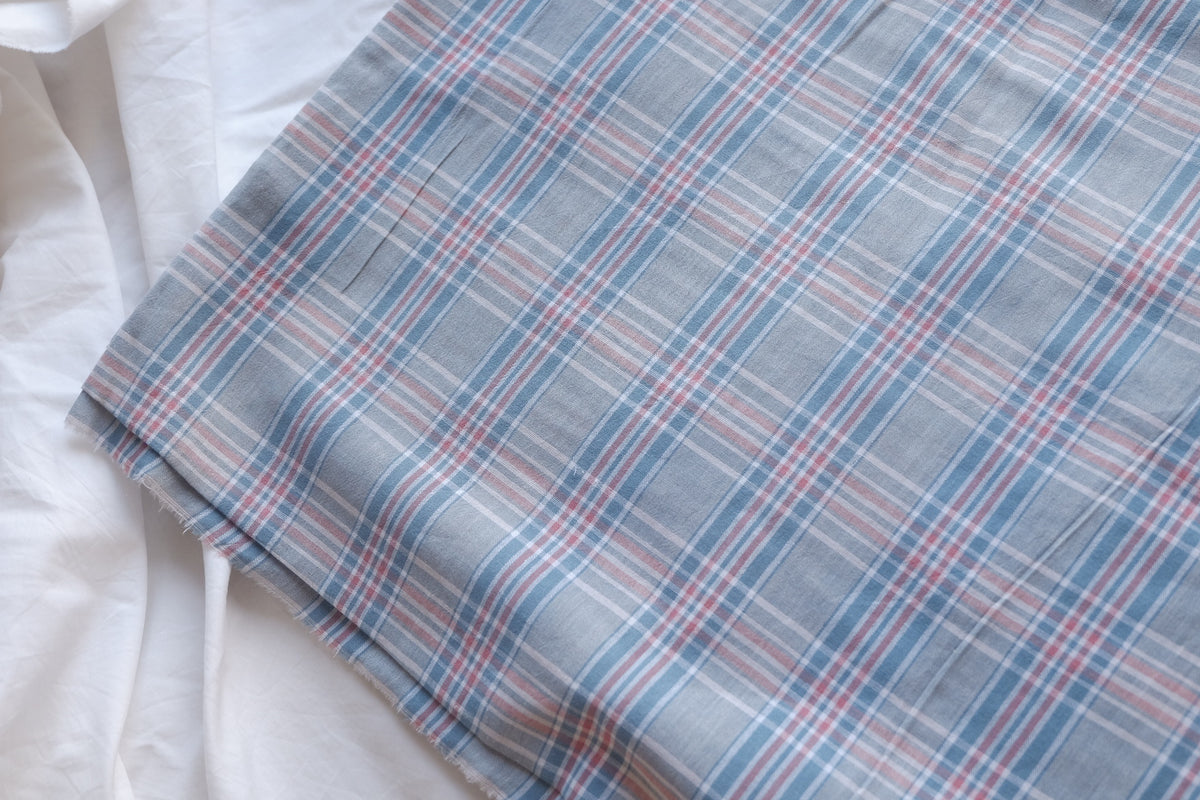 Dusty Blue Plaid Cotton Linen – 3.3 yd