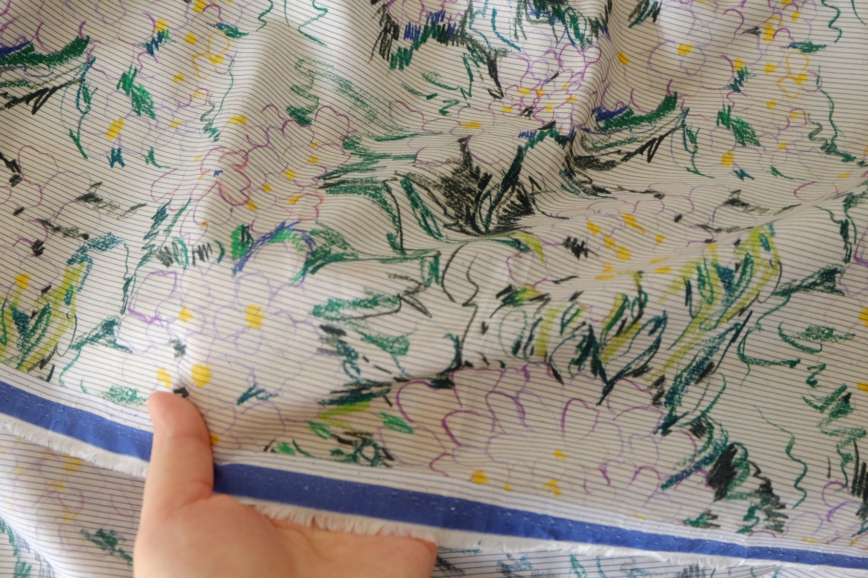 Designer Deadstock Sketch Floral Cotton Lawn – 2.2 yd