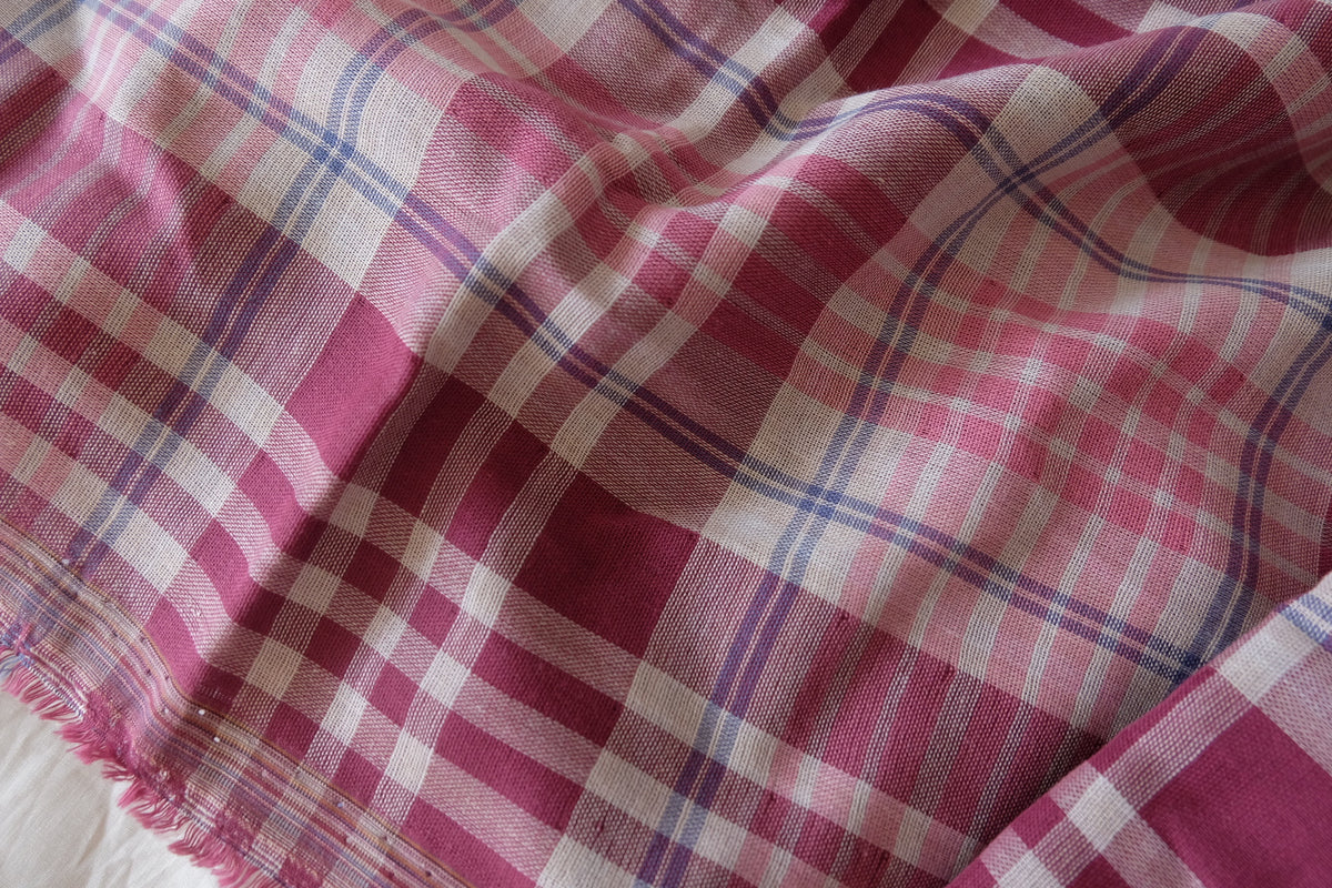 Raspberry Rose Plaid – Yarn-Dyed Cotton Double Gauze – 2.19 yd