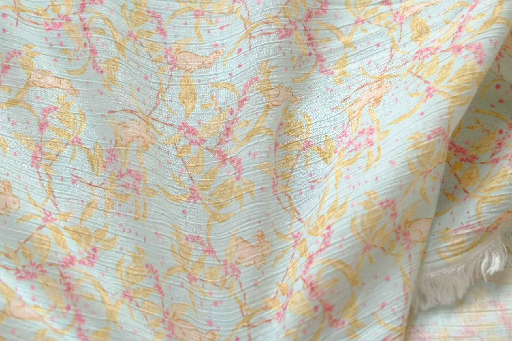 Pastel Bunny Tencel Cotton Fabric, Soft Textured Summer Dress Weight, 3.28 Yards