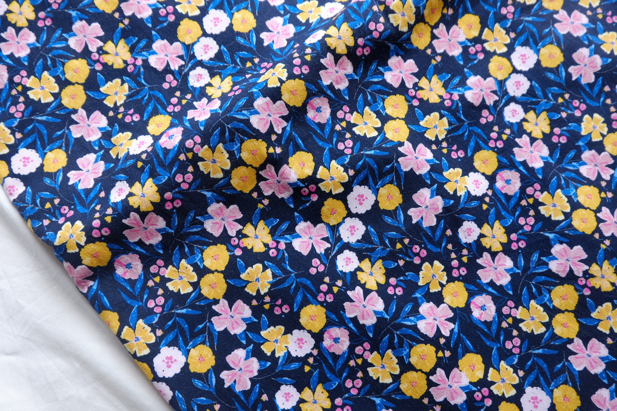 Navy Floral Heavy Cotton – 2.2 yd